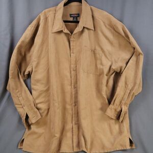 Canyon Ridge Mens Faux Suede Brown button down LS shirt Size 3XL pocket